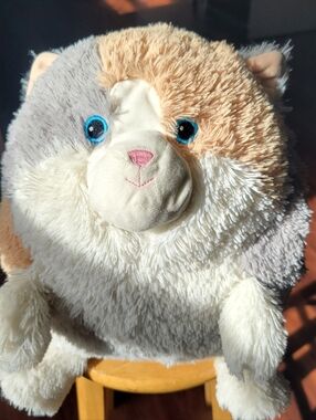 Warmies 16" Plush Calico Cat Pillow With Heating Bag - Cream, Tan, Gray